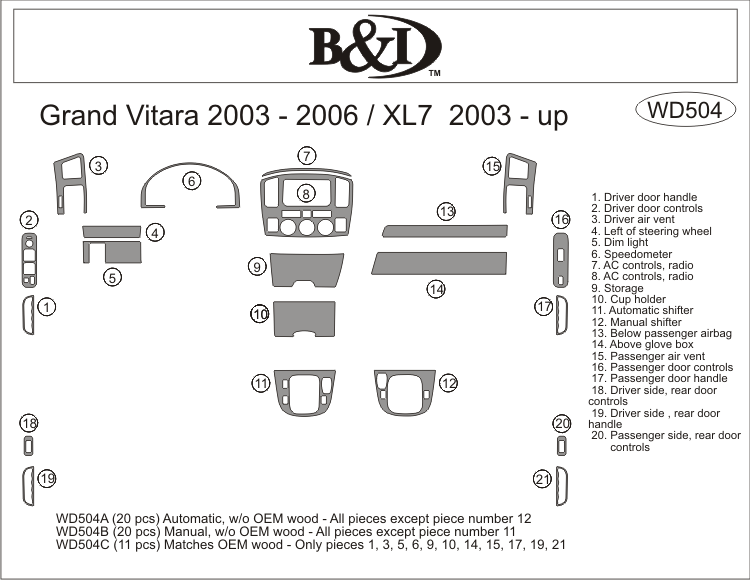 Suzuki Gr Vitara Dash Kit by B&I