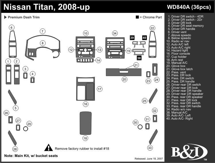 Nissan Titan 08-up Dash Kit by B&I